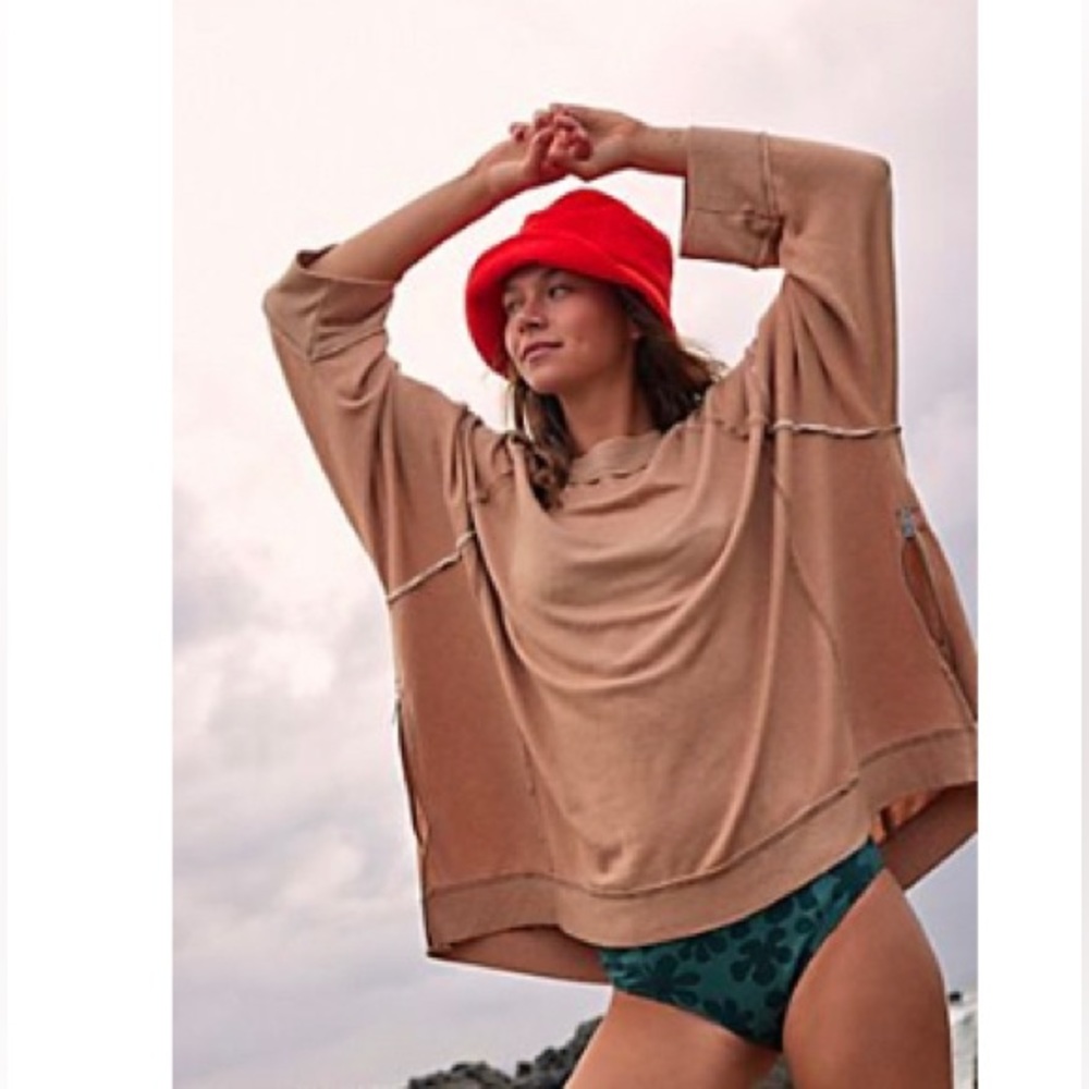 Free people sun seeker sweatshirt color seashell size l